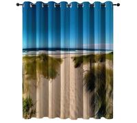 Rideau Occultant 85L X 200H cm (2 Panneaux) Rideaux Opaque Doux, Rideau Imprimé Nature Dunes Ciel Mer Thermiques Anti Chaleur pour Salon Chambre Fenetre Cuisine - Bleu Marron