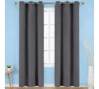 Rideau Occultant 90 x 90 cm avec Oeillets Isolation Lumineux Draperies Intérieurs à Oeillets Tenture Opaque à Isolation pour Porte Fenetre Dressing Salon, Gris
