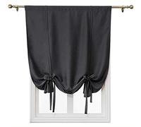 Rideau occultant à embrasser, rideau de traitement de fenêtre, passe-tringle, ombre romaine pour chambre à coucher, petite fenêtre (noir, 117 x 160 cm)