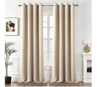 Rideau occultant à œillets - LEVYS - Beige foncé - 140x245 cm - Lot de 2 - Occultant - Isolation thermique - Polyester