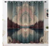 Rideau Occultant à Motif Nature Mandala Forêt secrète Rêve, Paire de Rideaux à Œillets, Solution Idéale pour Un Sommeil Réparateur et Bloquer la Lumière (Coloré, L140×H245 cm)