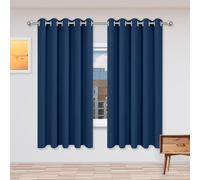 Rideau Occultant à Oeillets 120 x 145 cm Isolant Thermique Anti Froid Rideaux Phonique Rideau Cuisine Moderne avec Oeillets, Protection La Vie Privée pour Salon Chambre, Bleu Foncé