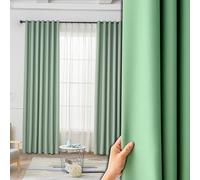 Rideau Occultant à Oeillets 120 x 150 cm 100% Polyester, Isolant Anti UV, Intérieurs Decoration Double Rideaux Thermiques Isolants pour Chambre, Salon, Bureau, Vert