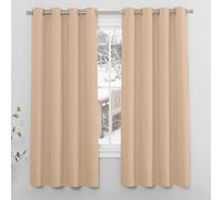 Rideau Occultant à Oeillets 80 x 250 cm 100% Polyester, Isolant Anti UV, Intérieurs Decoration Rideaux Effet Lin Lot de 2 pour Chambre, Salon, Bureau, Kaki