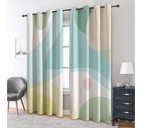 Rideau Occultant Abstrait Géométrique, Rideaux Thermiques, Motif Géométrie Moderne, Decoration Maison, Tenture à Oeillets pour Salon Chambre Fenetre, L 140 x H 160, 2 Pièces - H614