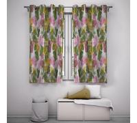 Rideau occultant Abstrait Moderne mosaïque Vert et Rose Rideau de fenêtre à œillets isolé thermiquement Chic Unique pour la décoration de la Chambre d’Adolescent 2X B140 x H175 cm
