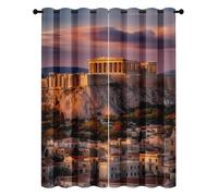 Rideau Occultant Acropole D'Athènes Thermique Isolant Anti Froid Paysage Urbain Grèce Rideaux à Oeillets 2 Panneaux pour Décoration Chambre Salon, 140L x 160H cm