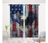 Rideau Occultant Aigle Drapeau National, 3D Aigle Étoile Rayure Rideaux Thermique Isolant À Oeillets, Patriotique Moderne Rideau Opaque pour Salon Chambre, Lot de 2 Draperies Intérieur 117x183cm LxH