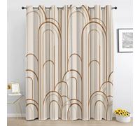 Rideau Occultant Arche Géométrique Boho - Rideaux à Oeillets Kaki Art Déco - Rideau Thermique Isolant pour Salon Chambre 2 Panneaux - 140 x 280 cm Bh695