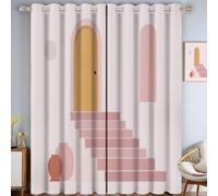 Rideau Occultant Architecture Bohème Rideau Thermique Isolant Draperies Intérieurs Tenture Arche Minimaliste Opaque À Oeillets pour Maison Chambre Salon - L140×H240Cm (2 Panneaux)