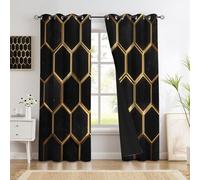 Rideau Occultant Art Géométrique Linéaire - Rideau Thermique Texture 3D Luxe, Rideaux Chambre Salon Fenetre, Lot De 2 Rideaux Et Draperies Intérieurs À Oeillets, 140 X 225 Cm