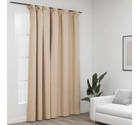 Rideau occultant avec crochets aspect lin Beige 290x245 cm