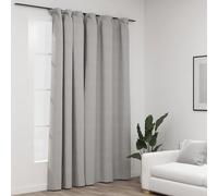 Rideau occultant avec crochets aspect lin gris 290x245 cm