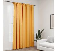 Rideau occultant avec crochets aspect lin jaune 290x245 cm
