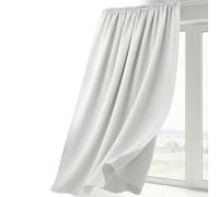 Rideau occultant avec galon fronceur en U, rideau occultant et atténue la lumière, taille et couleur au choix (largeur 140 cm, hauteur 145 cm, blanc)