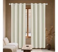 Rideau Occultant avec Œillets 204 x 100 cm Rideau Thermique Isolant Anti Chaleur Lot de 1 Rideaux Opaque Draperies Design Moderne à Oeillets pour Salon Chambre, Beige