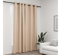 Rideau occultant avec œillets aspect lin beige 290x245 cm