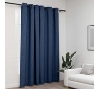 Rideau occultant avec œillets aspect lin bleu 290x245 cm