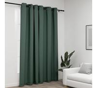 Rideau occultant avec œillets aspect lin vert 290x245 cm
