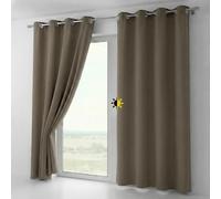 Rideau occultant avec œillets, rideau thermique à œillets opaque et obscurcissant, taille et couleur au choix (Largeur : 300 cm, Hauteur : 245 cm, Marron clair)