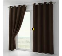 Rideau occultant avec œillets, rideau thermique à œillets opaque et obscurcissant, taille et couleur au choix (Largeur : 300 cm, Hauteur : 245 cm, Marron foncé)