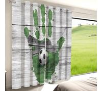 Rideau Occultant Blanc Grisâtre,Minimalisme Sport Football Abstraction Rideauxs Occultants - Rideaux Chambre Salon Lot de 2 Rideaux et Draperies Intérieurs à Oeillets 70L X 240H cm (2 Panneaux)