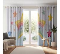 Rideau Occultant Blanc,Minimaliste Aquarelle Étoiles Rideauxs Occultants Imprimés - Rideaux Chambre Salon Fenetre Lot de 2 Rideaux et Draperies Intérieurs à Oeillets 70L X 180H cm (2 Panneaux)