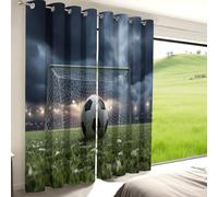 Rideau Occultant Bleu,Résumé Sports Football Rideauxs Occultants Imprimés - Rideaux Chambre Salon Fenetre Lot de 2 Rideaux et Draperies Intérieurs à Oeillets 100L X 220H cm (2 Panneaux)