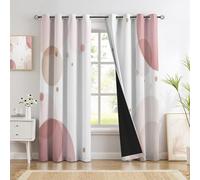 Rideau Occultant Blocs Couleur À Pois Thermique Isolant, Lot de 2 Rideaux Fenêtre Opaques à Oeillets Géométrie Minimaliste Anti Froid UV Bruit, Intérieurs Decoration Dressing Salon Chambre - 140x175cm