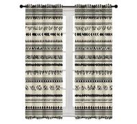 Rideau Occultant Bohème, Rideaux Tribal Géométrique Ethnique à Oeillets Thermique Isolant Anti Froid pour Salon Chambre 140L x 175H cm Lot de 2 Panneaux