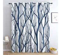 Rideau Occultant Branche d'arbre de Forêt - Rideaux Thermiques à Oeillets - Tenture Maison Chambre Salon Fenetre - Lot de 2 Rideaux et Draperies Intérieurs, 140x260 - Q&110
