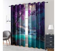 Rideau Occultant Cascade Forêt, Rideaux Motif Paysage Naturel, Rideau Thermique Isolant à Oeillets, Rideaux Fenetre Imprimé pour Salon Chambre Décoration, Lot de 2, 140x160 cm M224