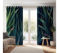 Rideau Occultant Chambre, Peinture Numérique Fougères Imprimer Motif Thermiques Isolants Polyester - 70L X 240H cm (2 Panneaux) pour Chambre a Coucher Salon Fenêtre Balcon Rideaux Occult Bleu Foncé