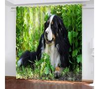 Rideau Occultant Chien de Compagnie Imprimé 3D Lot de 2 Rideaux Occultants Thermique Isolant Tenture Opaque à Oeillets Chien Mignon Rideau Salon Chambre Fenêtres Décoration 2X 140x240 cm LxH A/5808
