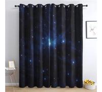 Rideau Occultant Ciel étoilé Espace, Rideau Isolant Thermique pour Salon Chambre, Rideaux Motif Galaxie, Rideau Opaque à Oeillets, Lot de 2 Rideaux et Draperies Intérieur 140x240cm LxH (QM-&358)