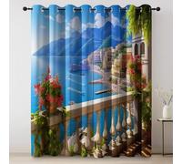 Rideau Occultant Coloré, Motif Imprimé Nature Élégant Paysage Marin Architecture, Rideaux à économie d'énergie insonorisants et réducteurs de Bruit L140×H280 cm Lot de 2 Rideaux Intérieurs