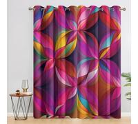 Rideau Occultant Coloré, Rideaux Motif Abstrait Géométrique, Rideau Thermique Isolant à Oeillets, Rideaux Fenetre Imprimé pour Salon Chambre Décoration, Lot de 2, 75x166 cm