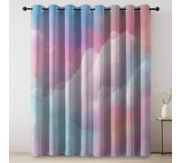 Rideau Occultant Coloré, Thermique Isolant Microfibre Rideau, Lot de 2 Rideaux Opaque à Oeillets L117×H230 cm, Rideaux De Fenêtre Onirique Nuages Aquarelle pour Chambre Cuisine Décoration