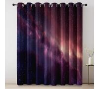 Rideau Occultant Coloré, Thermique Isolant Microfibre Rideau, Lot de 2 Rideaux Opaque à Oeillets L140×H245 cm, Rideaux De Fenêtre Onirique Voie lactée Étoiles pour Chambre Cuisine Décoration