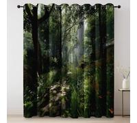 Rideau Occultant Coloré, Thermique Isolant Microfibre Rideau, Lot de 2 Rideaux Opaque à Oeillets L70×H160 cm, Rideaux De Fenêtre Paysage Naturel forêt Prairie Soleil pour Chambre Cuisine Décoration