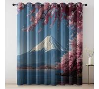 Rideau Occultant Coloré, Thermique Isolant Microfibre Rideau, Lot de 2 Rideaux Opaque à Oeillets L70×H160 cm, Rideaux De Fenêtre Nature Mont Fuji Fleurs de cerisier Lac pour Chambre Cuisine Décoration