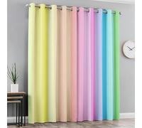 Rideau Occultant Couleur Imprimé 3D Lot de 2 Rideaux Occultants Thermique Isolant Tenture Opaque à Oeillets Rayures Rideau Salon Chambre Fenêtres Décoration 2X 140x240 cm LxH A/5159