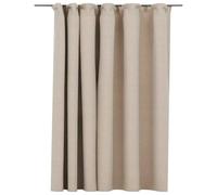 Vidaxl Rideau Occultant D'aspect De Lin Avec Crochets Beige 290x245 Cm