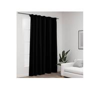 Vidaxl Rideau Occultant D'aspect De Lin Avec Crochets Noir 290x245 Cm
