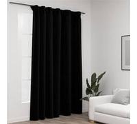 Vidaxl Rideau Occultant D'aspect De Lin Avec Crochets Noir 290x245 Cm