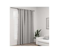Rideau occultant d'aspect de lin avec crochets Gris 290x245 cm