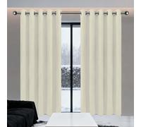 Rideau Occultant - Décoration de Fenêtre 320 x 295 cm Polyester, 100% Bloquer Lumière Rideaux Opaque Design Moderne à Oeillets pour Salon Chambre, Beige