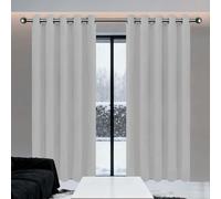 Rideau Occultant - Décoration de Fenêtre 800 x 180 cm Polyester, 100% Bloquer Lumière Rideaux Opaque Design Moderne à Oeillets pour Salon Chambre, Gris Clair