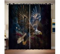 Rideau Occultant Des Aigles Sous Le Drapeau National, Lot De 2 Rideaux Occultant Thermique Isolant À Oeillets, Éléments Du Drapeau National, Decoration Chambre Salon Fenetre, 140 X 240 Cm