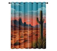 Rideau Occultant Désert Western Paysage， Rideaux Cactus Désert Plante Thermique Isolant Anti Froid Intérieurs Lot de 2 Panneaux pour Salon Chambre à Oeillets, 140L X 220H cm